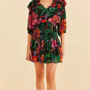 NWT Farm Rio Black Blooming Garden Mini Dress XL